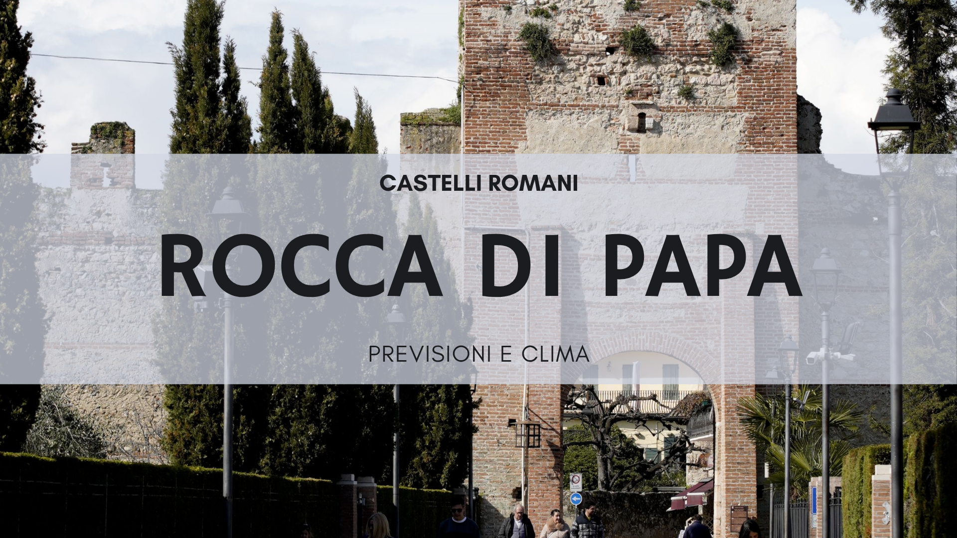 Ingresso storico di un castello medievale nei Castelli Romani con cipressi, meteo Rocca di Papa